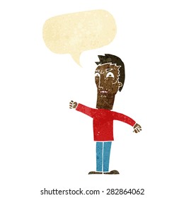 cartoon annoyed man with speech bubble