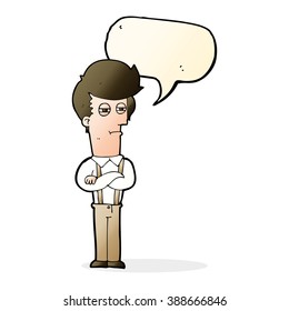 caricatura de un hombre fastidiado con burbuja de habla