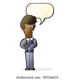 cartoon annoyed man with speech bubble