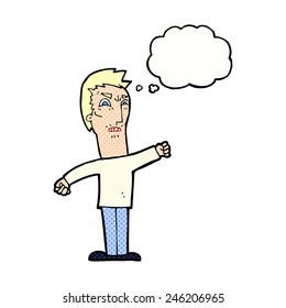 cartoon annoyed man with thought bubble