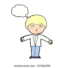 cartoon annoyed man with thought bubble