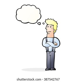 cartoon annoyed man with thought bubble