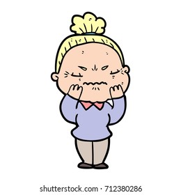 cartoon annoyed old lady
