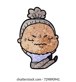 cartoon annoyed old lady