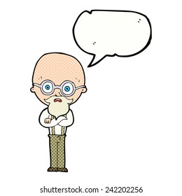 cartoon annoyed old man with speech bubble