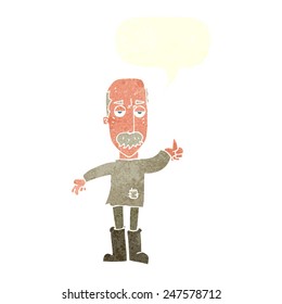 cartoon annoyed old man with speech bubble