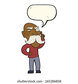 cartoon annoyed old man with speech bubble