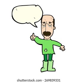 cartoon annoyed old man with speech bubble