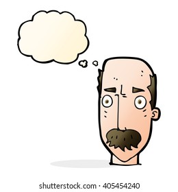 cartoon annoyed old man with thought bubble
