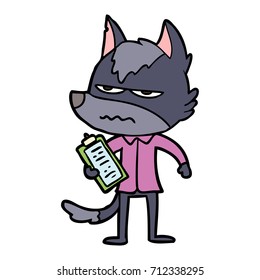 caricatura de lobo fastidiado