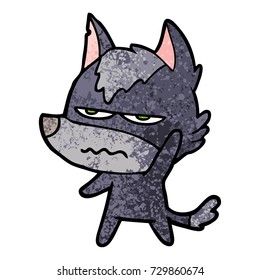 caricatura de lobo fastidiado