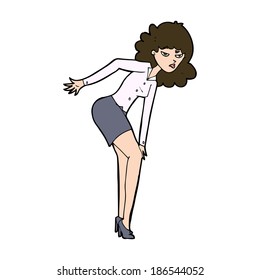cartoon annoyed woman rubbing knee