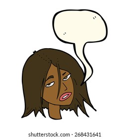 cartoon annoyed woman with speech bubble