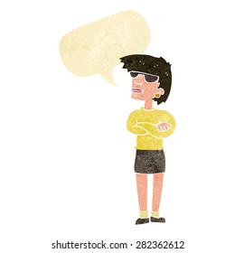 cartoon annoyed woman with speech bubble