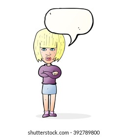 cartoon annoyed woman with speech bubble