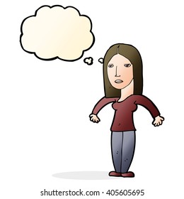 cartoon annoyed woman with thought bubble