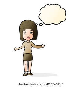 cartoon annoyed woman with thought bubble
