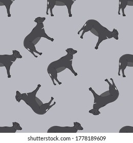 Cartoon Anoa Animal Seamless Vector Pattern Design Background