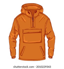 Cartoon Anorak. Casual Rain Jacket Vector Illustration