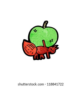 cartoon ant with apple
