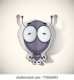 Cartoon ant character cut out from paper. Vector collection.