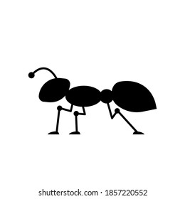 Cartoon Ant Insect Bug stylized black silhouette vector icon