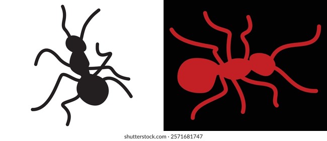 Cartoon ant insect . Side view black and red vector illustration-Vector 10 eps.