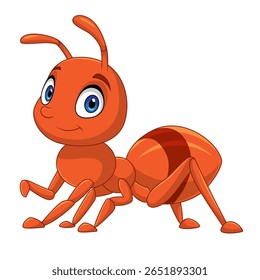 Cartoon ant isolated on white background