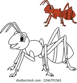 Cartoon ant for kids coloring book. Insect vector illustration