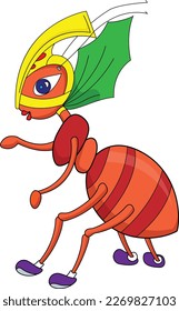 Ilustración de la hormiga reina de dibujos animados Vector