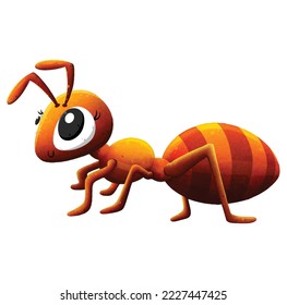 Cartoon Ameisenvektor Emmet Insekt mit süßem Gesicht und großen Augen. Designelemente. Wilde Tiere. 