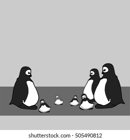 cartoon Antarctic penguins