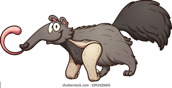 Cartoon Anteater With Tongue Out. Vector Clip Art Illustration With Simple Gradients. All In A Single Layer Layer. 
