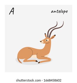 Cartoon antelope - cute character for children. Vector illustration in cartoon style.