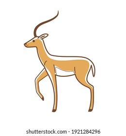 Cartoon antelope, cute character for children. Vector illustration in cartoon style for abc book, poster, postcard. Animal alphabet - letter A.