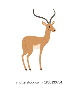 Cartoon antelope - cute character for children. Vector illustration in cartoon style.