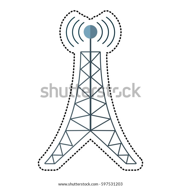 Cartoon Antenna Tower Broadcast Connection Stock Vector (Royalty Free