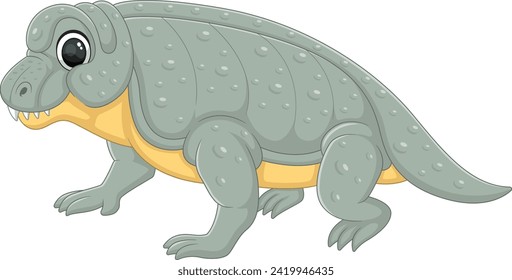Cartoon anteosaurus dinosaur on white background of illustration