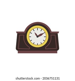 Cartoon antique brown table clock.