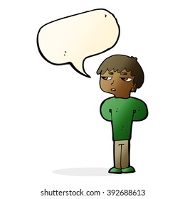 cartoon antisocial boy with speech bubble