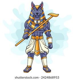 Cartoon Anubis on white background