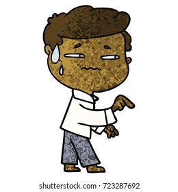 caricatura de hombre ansioso señalando
