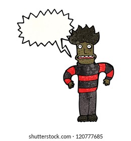 cartoon anxious man with speech bubble