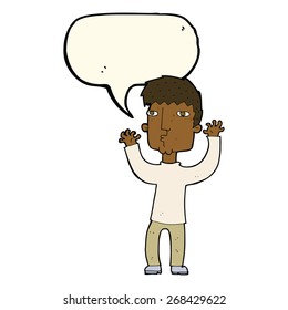 caricatura hombre ansioso con burbuja de habla