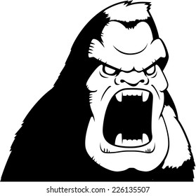 A cartoon ape with an angry expression.