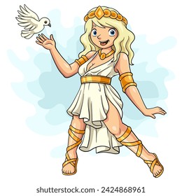 Cartoon Aphrodite on white background