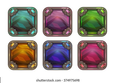 Cartoon app icon backgrounds set, vector colorful gui assets