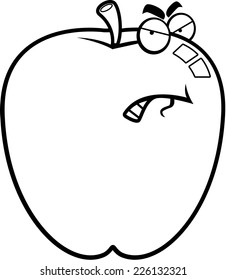 A cartoon apple with an angry expression.