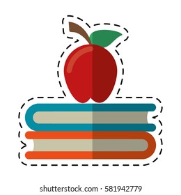 cartoon apple book school symbol