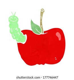 cartoon apple with bug